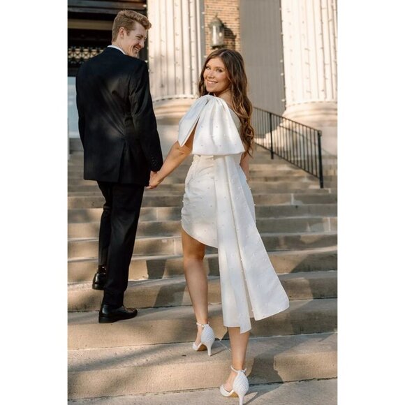 Sachin & Babi Pippa Mini Dress Size 4, 6 & 14 Wedding Pearl Bow - Picture 8 of 9